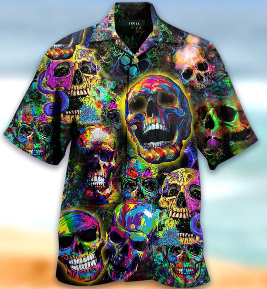 Smiley Skull Colorful Graffiti Style Pattern Hawaiian Shirt,Hawaiian Shirt Gift, Christmas Gift