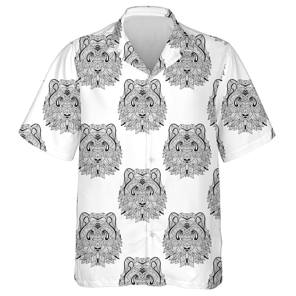 Hand Drawn Decorative Wolves Design Elements Hawaiian Shirt, Hawaiian Shirt Gift, Christmas Gift