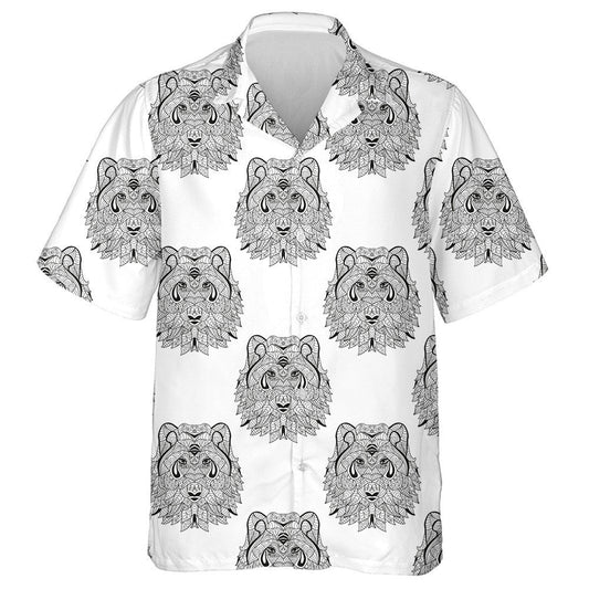 Hand Drawn Decorative Wolves Design Elements Hawaiian Shirt, Hawaiian Shirt Gift, Christmas Gift