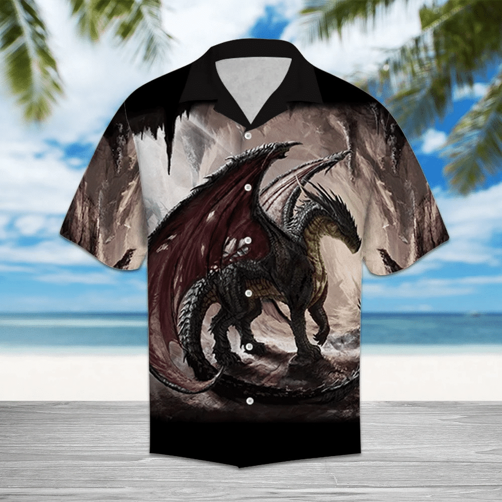 Dragon In Mysterious Cave Pattern Hawaiian Shirt,Hawaiian Shirt Gift, Christmas Gift