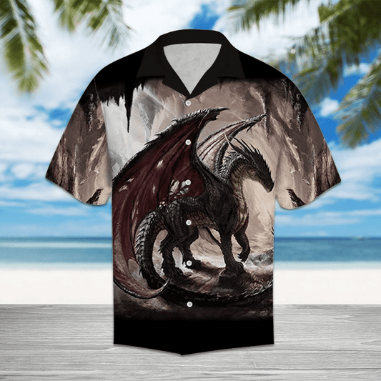 Dragon In Mysterious Cave Pattern Hawaiian Shirt,Hawaiian Shirt Gift, Christmas Gift