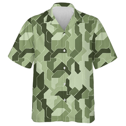 Modern Geometric Green Camouflage Pattern Hawaiian Shirt,Hawaiian Shirt Gift, Christmas Gift