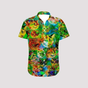 Christmas Cat Art So Cute Hawaiian Shirt Colorful Design, Hawaiian Shirt Gift, Christmas Gift.