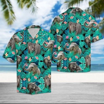 Elephant Tropical Hawaiian Shirt Summer_Hawaiian Shirt Gift, Christmas Gift