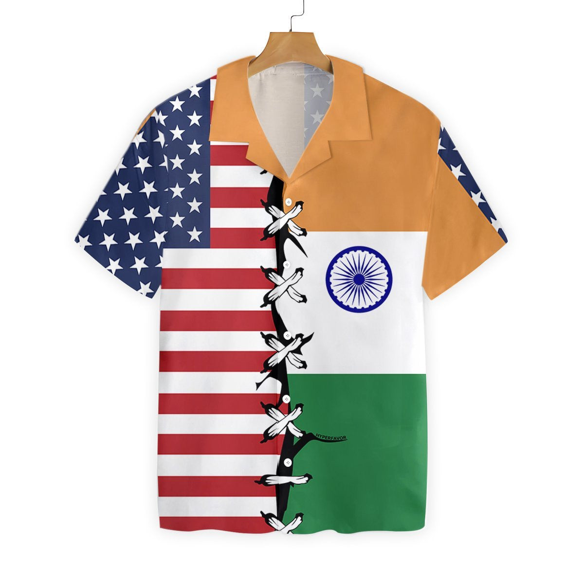 India Root And Flag Pattern Hawaiian Shirt, Hawaiian For Gift