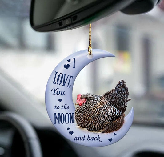 Chicken Moon and Back 2 sides Ornament, Happy Christmas Ornament, Christmas Gift, Christmas Decoration
