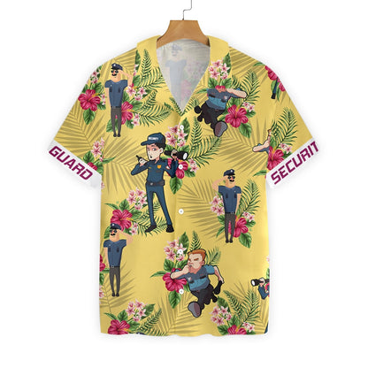 Patrún Garda Slándála ar Chúlra Buí Dearadh Léine Haváís, Bronntanas Léine Haváíais, Bronntanas Nollag