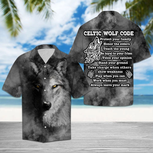 Portráid Ainmhithe Cód Mac Tíre Ceilteach Patrún Deataigh Léine Haváís, Bronntanas Léine Haváíais, Bronntanas Nollag