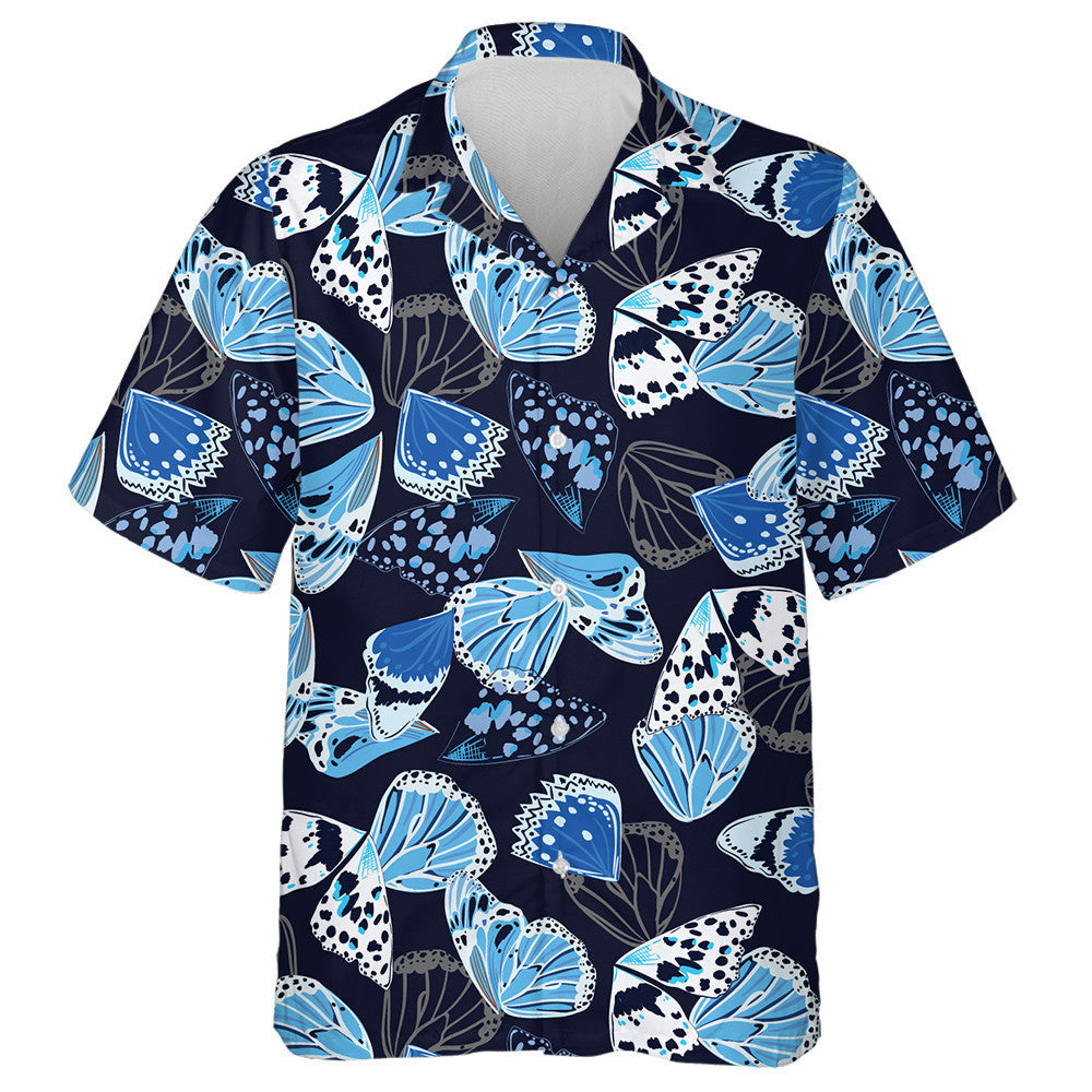 Hand Drawn Blue Butterfly Wing Surface Hawaiian Shirt, Hawaiian Shirt Gift, Christmas Gift