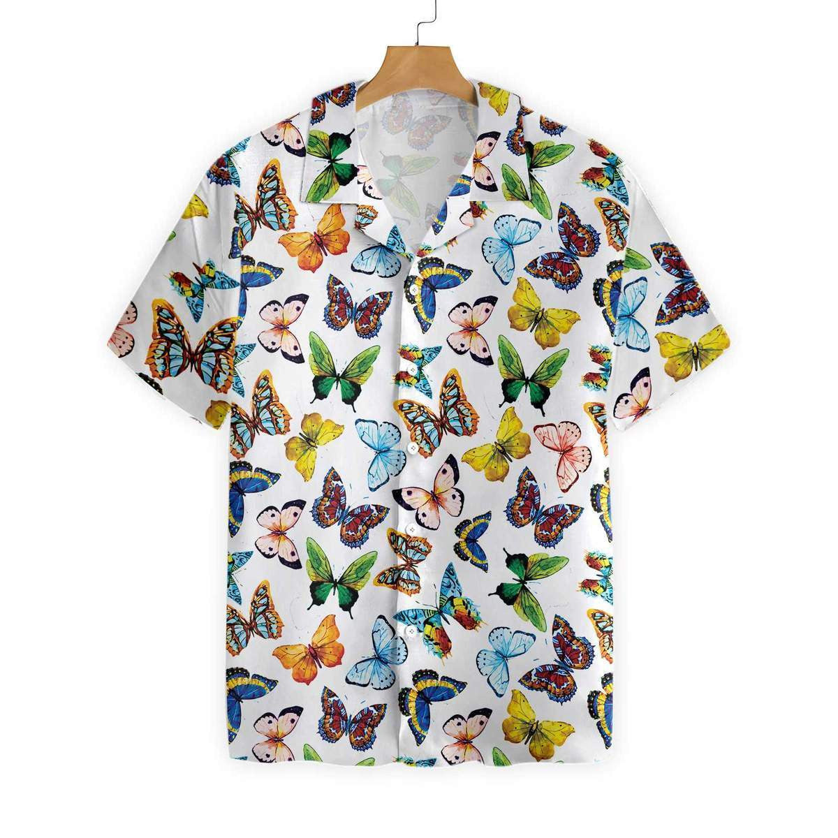 Watercolor Butterflies Awesome Background Design Hawaiian Shirt, Hwaiian For Gift