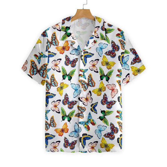 Watercolor Butterflies Awesome Background Design Hawaiian Shirt, Hwaiian For Gift