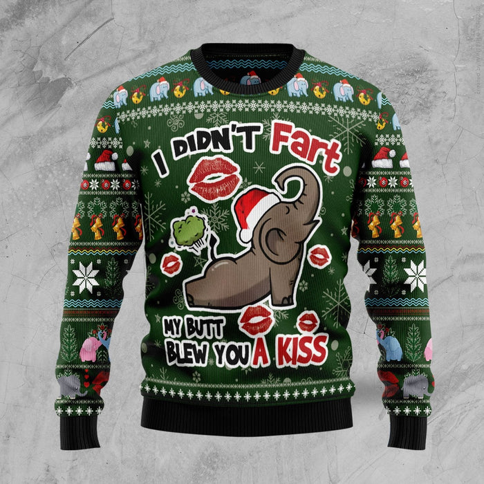 Elephant I Didn’t Fart My Butt Blew You A Kiss Ugly Christmas Sweater, Christmas Gift, Gift Christmas 2024