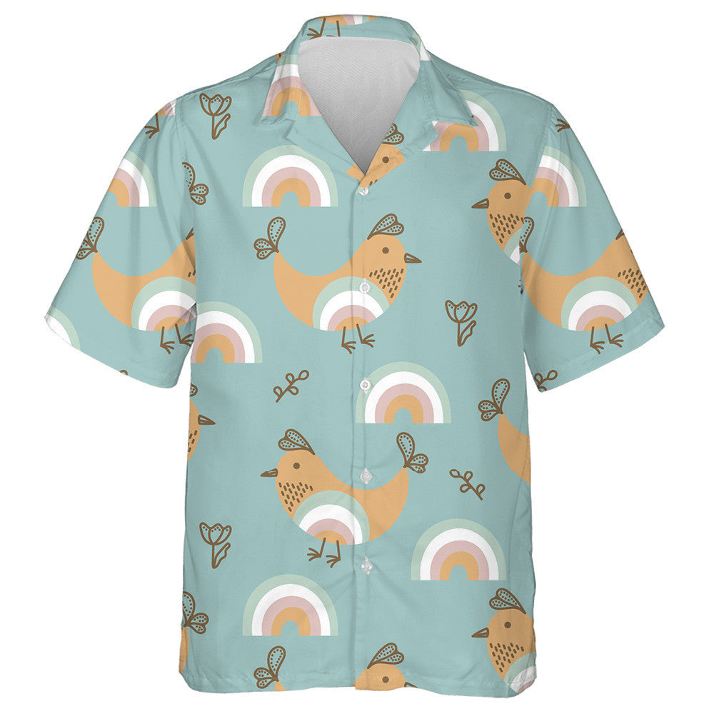 Small Cute Chicken Rainbow Flowers And Plants Hawaiian Shirt, Hawaiian Shirt Gift, Christmas Gift