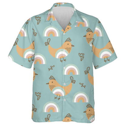 Small Cute Chicken Rainbow Flowers And Plants Hawaiian Shirt, Hawaiian Shirt Gift, Christmas Gift