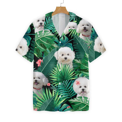 Tropical Bichon Frise Cute Pattern Hawaiian Shirt,Hawaiian Shirt Gift, Christmas Gift