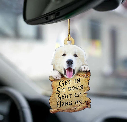 Great Pyrenees get in two sided ornament, white dog car hanging ornaments, Christmas Decoration