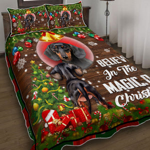Believe In The Magic Of Christmas. Dachshund Lover Quilt Bedding Set  Bedroom Set Bedlinen 3D ,Bedding Christmas Gift,Bedding Set Christmas