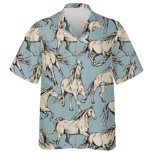 Na Capaill Bheige Álainn a Rith Ar Chúlra Gorm Léine Haváís, Bronntanas Léine Haváíais, Bronntanas Nollag