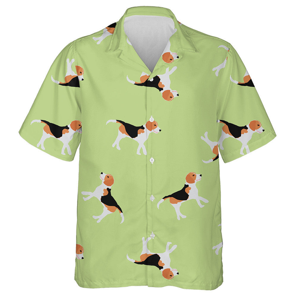 Beagle Dogs Isolated On Green Background Hawaiian Shirt, Hawaiian For Gift