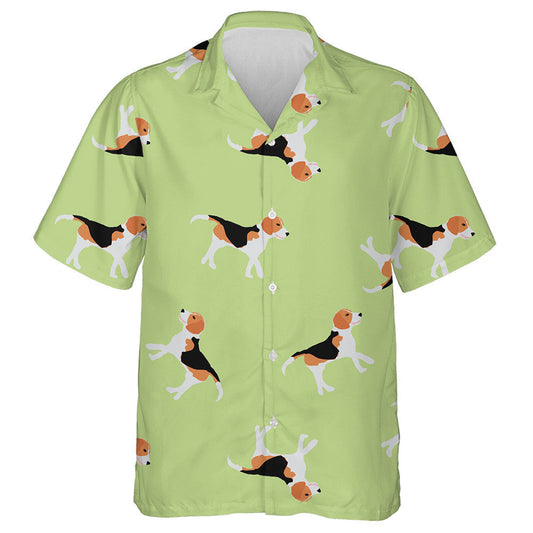 Beagle Dogs Isolated On Green Background Hawaiian Shirt, Hawaiian For Gift