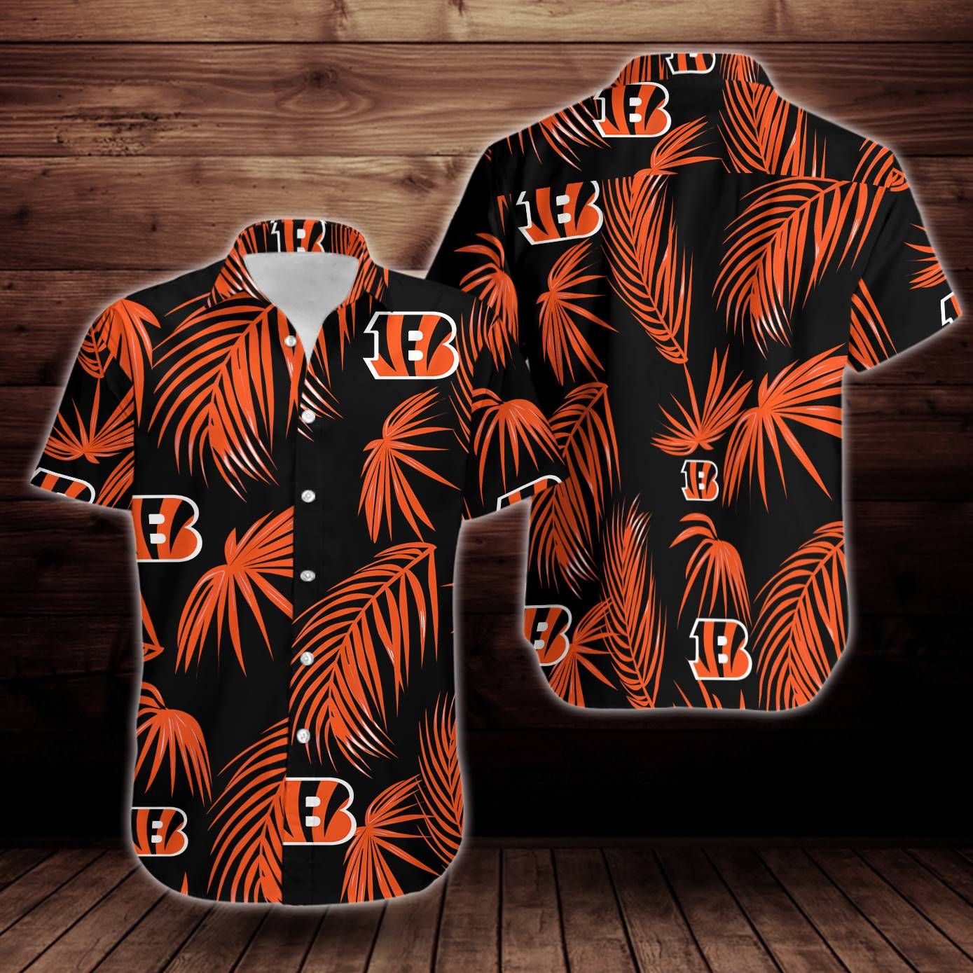 Cincinnati Bengals Flower Short Sleeve Hawaiian Aloha Shirt Hawaiian Shorts Beach Short Sleeve_Hawaiian Shirt Gift, Christmas Gift