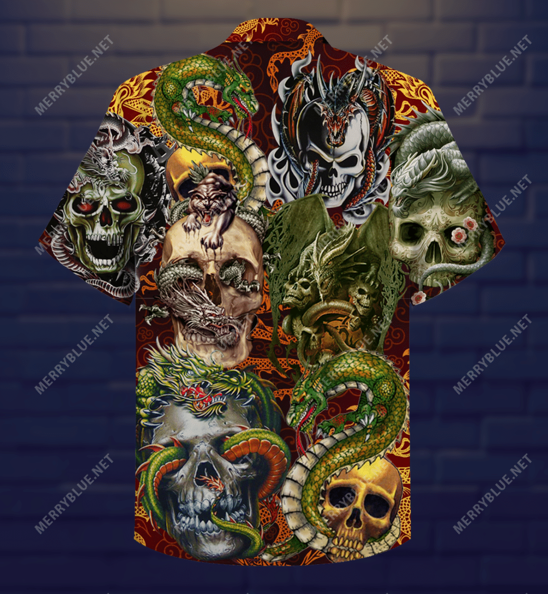 Buy Skull Dragon Unisex Hawaiian Shirt - Hawaiian Shirts -Hawaiian Shirt Gift, Christmas Gift