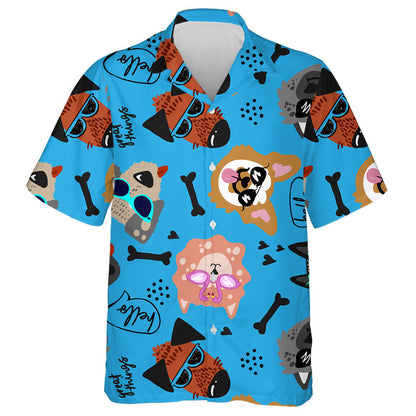 Cool Hand Drawn With Dogs In Glasses Hawaiian Shirt, Hawaiian Shirt Gift, Christmas Gift