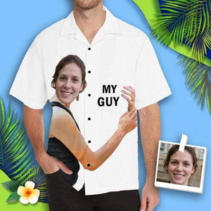 Hug My Guy White Background Custom Photo Hawaiian Shirt, Hawaiian Shirt Gift, Christmas Gift