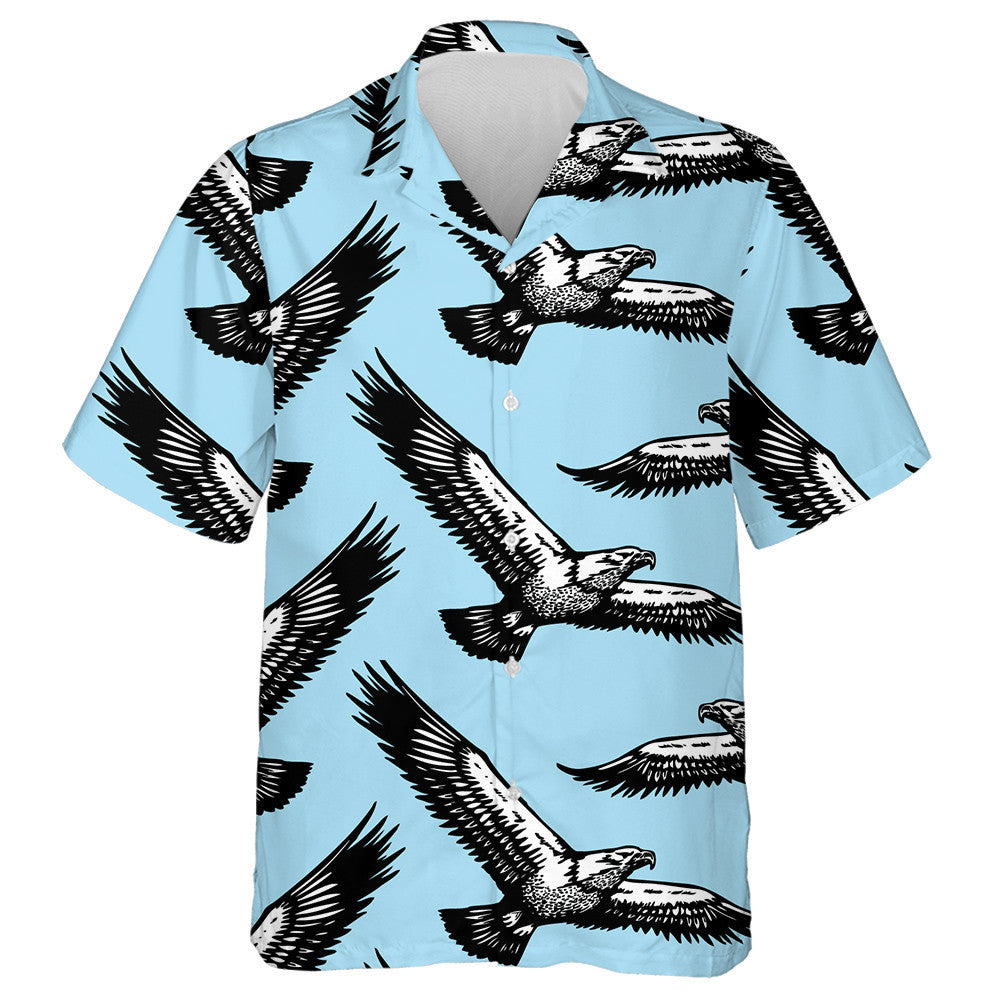 Black And White Eagles Flying In The Sky Hawaiian Shirt, Hawaiian Shirt Gift, Christmas Gift