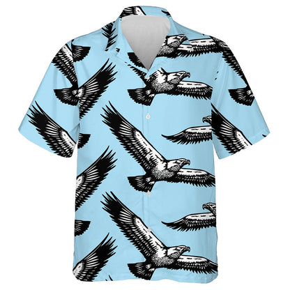 Black And White Eagles Flying In The Sky Hawaiian Shirt, Hawaiian Shirt Gift, Christmas Gift