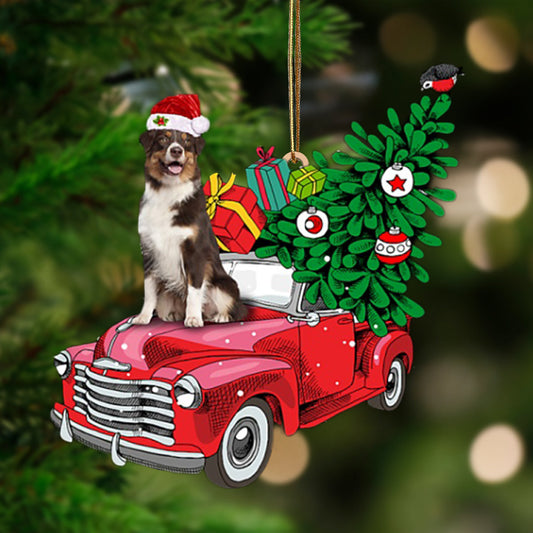 Australian Shepherd and Christmas gift for her gift for him gift for Australian Shepherd lover Christmas Plastic Hanging Ornament, Christmas Ornament Gift, Christmas Gift, Christmas Decoration