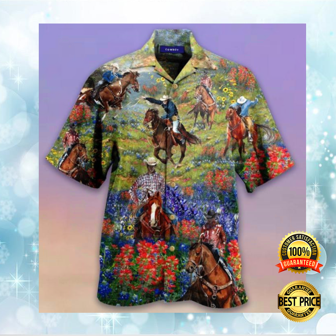 Bluebonnet And Texas Cowboy Hawaiian Shirt,Hawaiian Shirt Gift, Christmas Gift