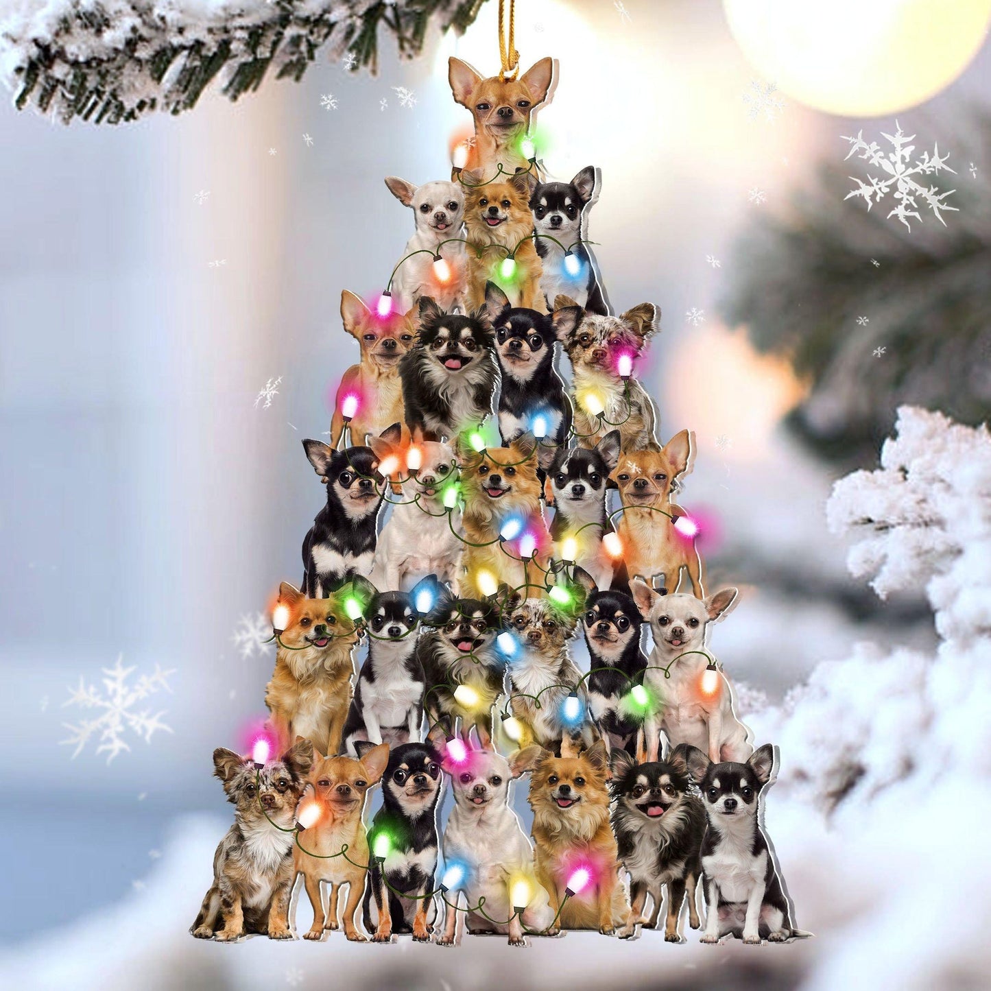 Chihuahua Lovely Tree Christmas 2 sides Ornament, Christmas Gift, Christmas Decoration