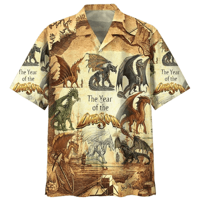 Collection Dragon Background Design Hawaiian Shirt, Hawaiian For Gift