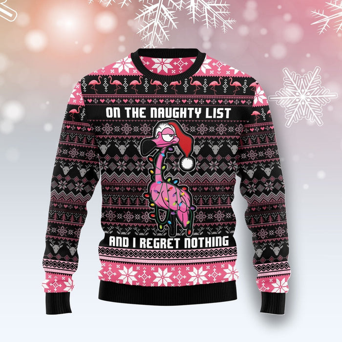 Flamingo On The Naughty List Ugly Christmas Sweater, Christmas Gift, Gift Christmas 2024