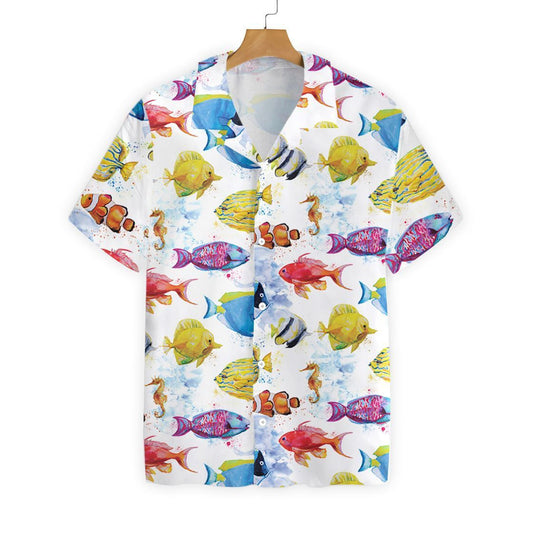 Fish Water Color Pattern V3 Design Hawaiian Shirt,Hawaiian Shirt Gift, Christmas Gift