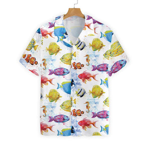 Fish Water Color Pattern V3 Design Hawaiian Shirt,Hawaiian Shirt Gift, Christmas Gift