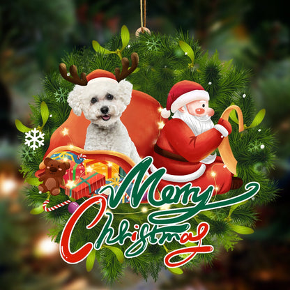 Bichon Frise-Santa &amp; madra Crochta Nollag Ornáid Plaisteach Crochta, Bronntanas Ornáide Nollag, Bronntanas Nollag, Maisiú Nollag