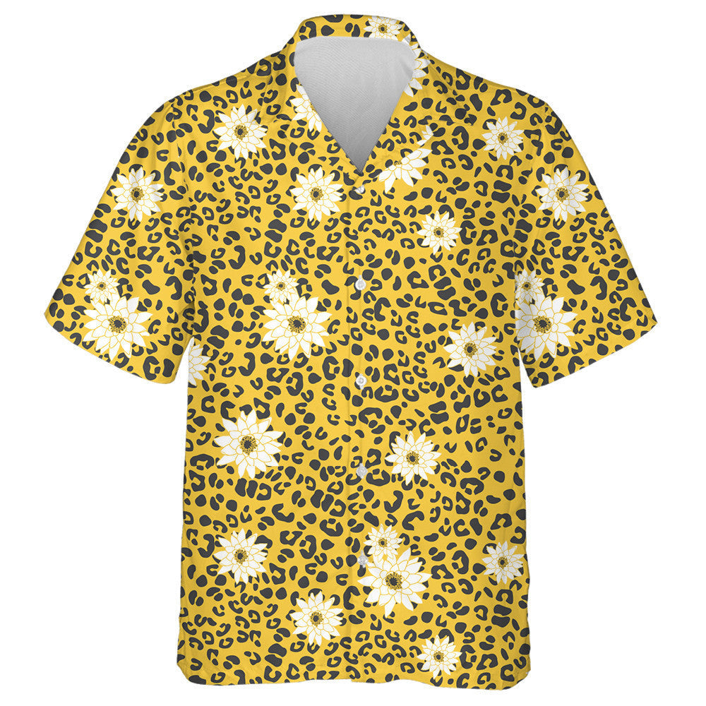 Geoiméadrach Coimrithe Ainmhithe Liopard Le Léine Haváís Buí Bán Floral, Bronntanas Léine Haváís, Bronntanas Nollag