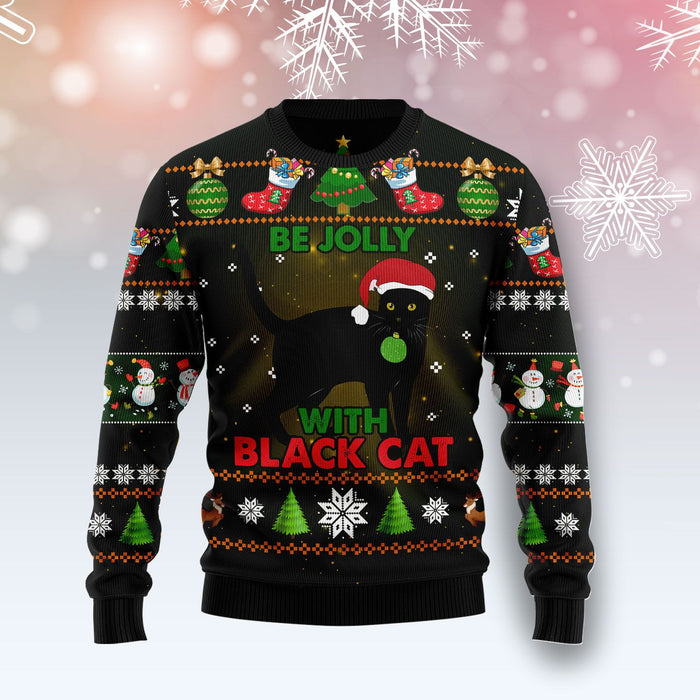 Black Cat Be Jolly Ugly Christmas Sweater, Christmas Ugly Sweater,Christmas Gift,Gift Christmas 2022