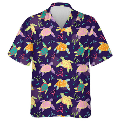 Colorful Style Sea Turtles And Algae Hawaiian Shirt,Hawaiian Shirt Gift, Christmas Gift