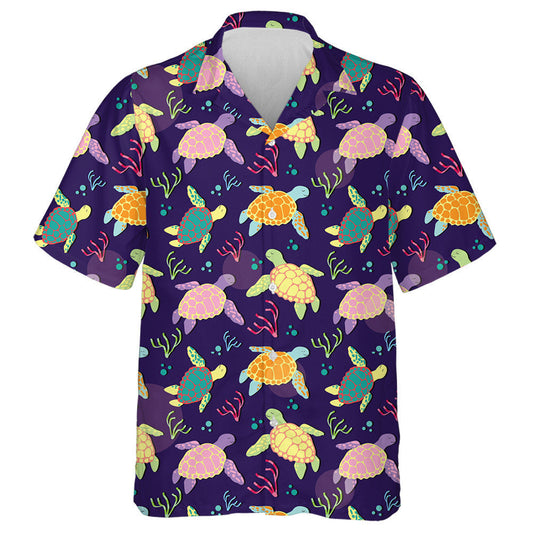 Colorful Style Sea Turtles And Algae Hawaiian Shirt,Hawaiian Shirt Gift, Christmas Gift