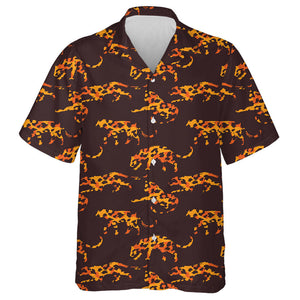 Wild African Leopards With Abstract Brown Style Hawaiian Shirt, Hawaiian Shirt Gift, Christmas Gift