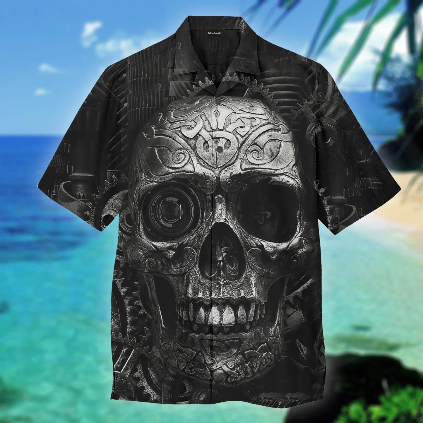 Cloigeann Dubh Meicniúil Uafásach Dearaidh Léine Haváís, Bronntanas Léine Haváíais, Bronntanas Nollag