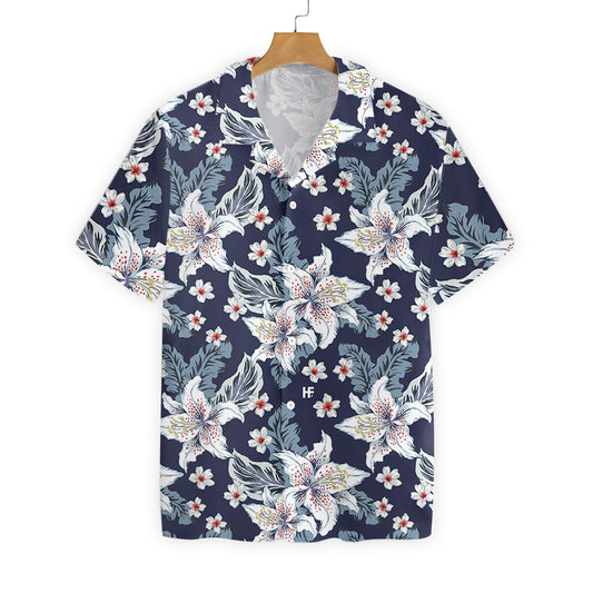 White Floral Flower 02 Design Hawaiian Shirt, Hwaiian For Gift