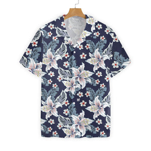 White Floral Flower 02 Design Hawaiian Shirt, Hwaiian For Gift