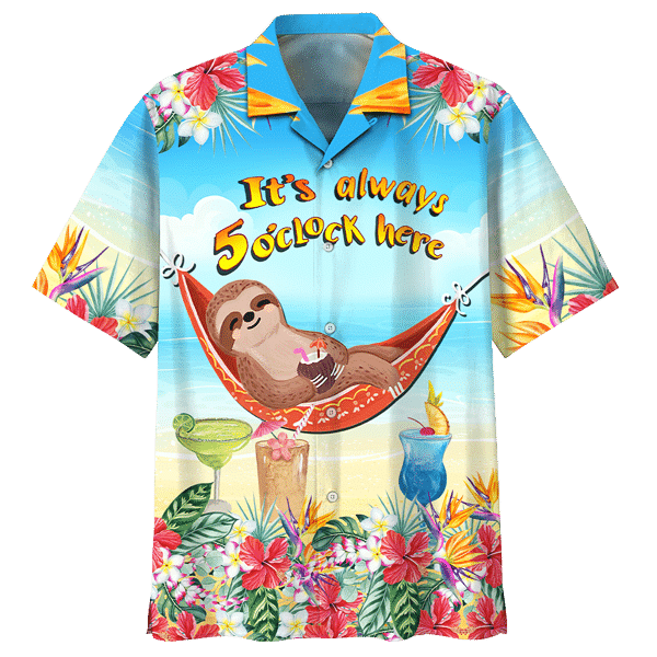 Sloth Sleeping In Hammock Pattern Hawaiian Shirt,Hawaiian Shirt Gift, Christmas Gift