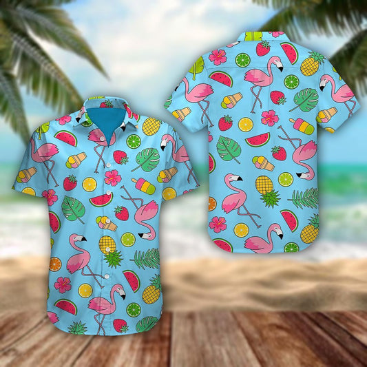 Léine Aloha Flamingo 3D Léine Aloha Haváíais Gearr-léine Haváís Trá, Bronntanas Nollag