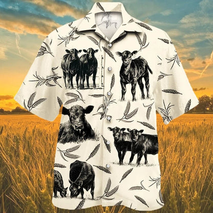 Cattle On The Farm Black And White Theme Hawaiian Shirt, Hawaiian Shirt Gift, Christmas Gift