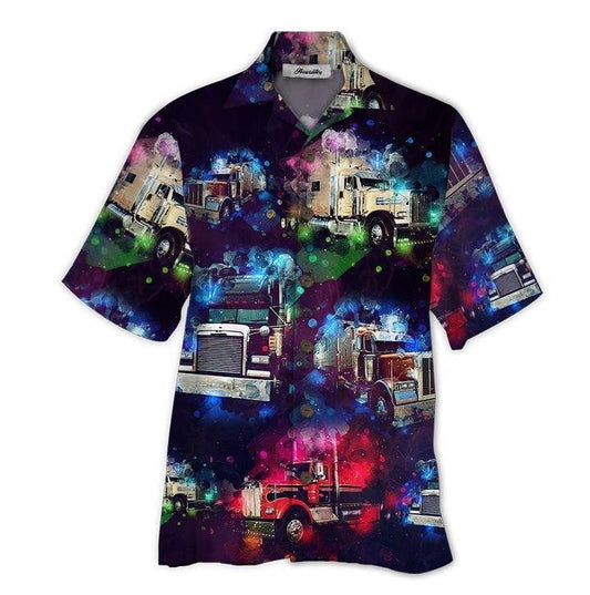 Watercolor Memories Truck Driver Background Hawaiian Shirt, Hwaiian For Gift